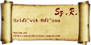 Szlávik Rózsa névjegykártya