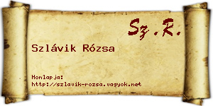 Szlávik Rózsa névjegykártya
